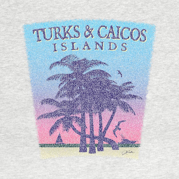 Turks & Caicos Palm Trees Beach Scene (Distressed) by jcombs